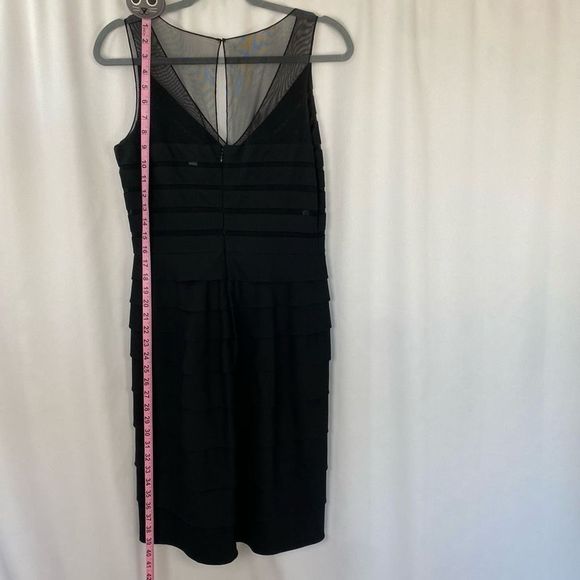 Chetta B Sherrie Bloom Peter Noviello 100% Silk Black Designer Tiered Dress Wome - Picture 15 of 16